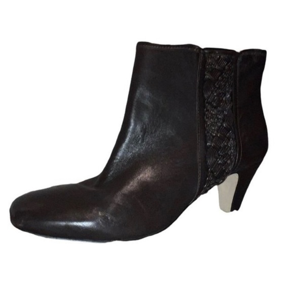 Alex Marie Alisa Dark Brown Braided Leather Ankle Bootie-Size 7 - Picture 2 of 10